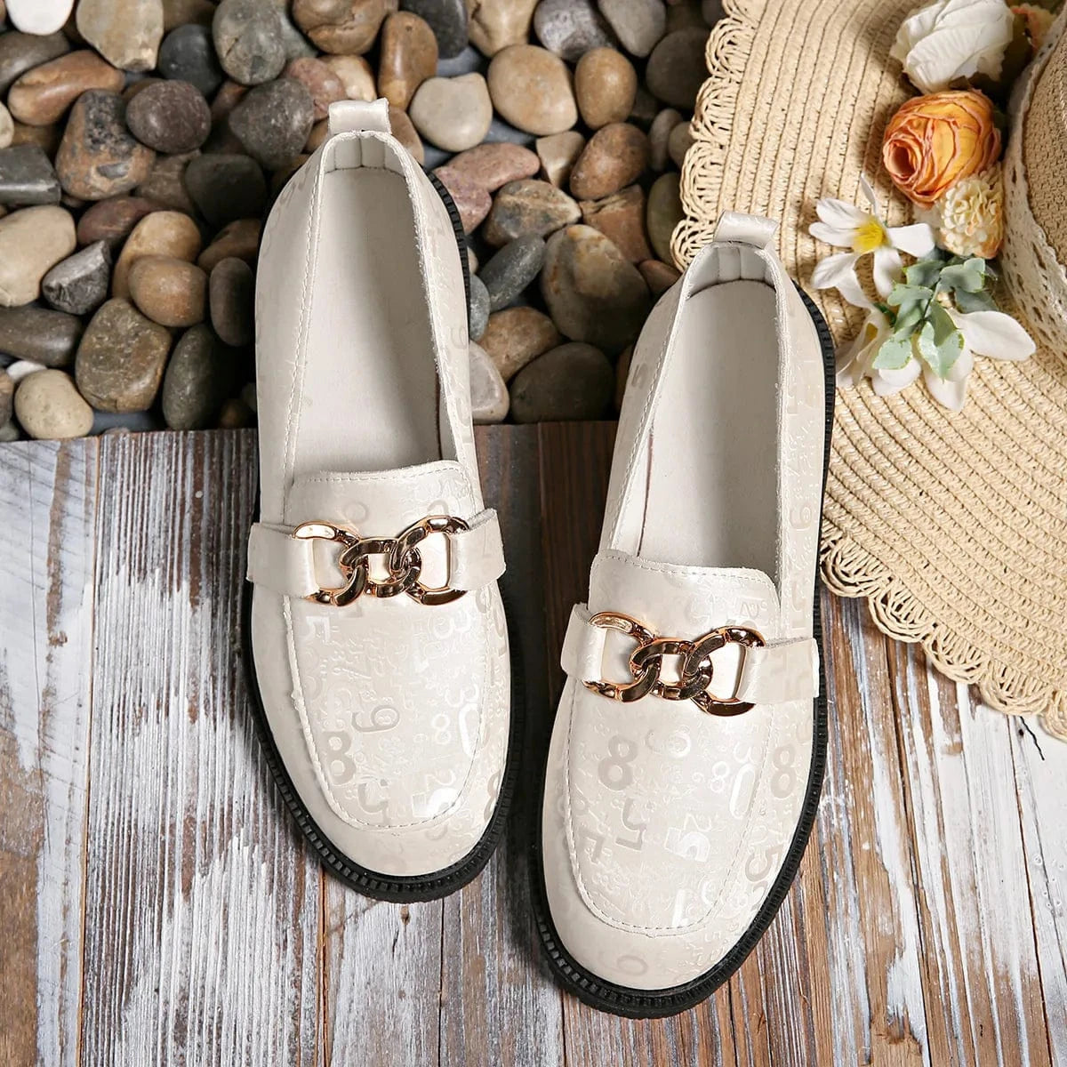 Round Toe Block Heels Loafers - Fashorio