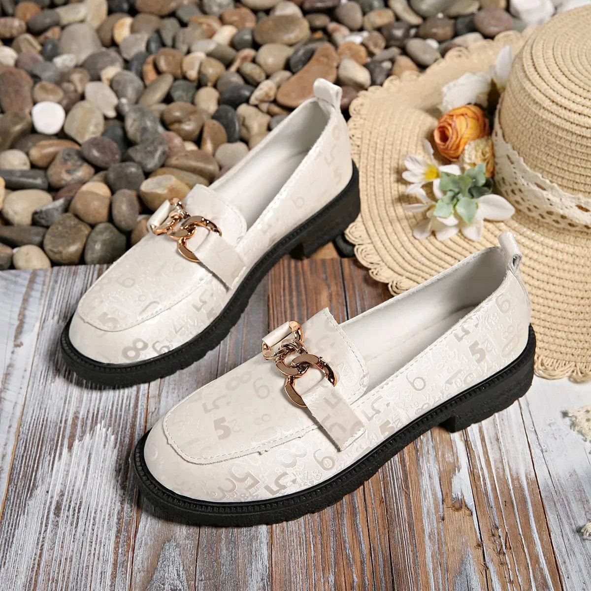 Round Toe Block Heels Loafers - Fashorio