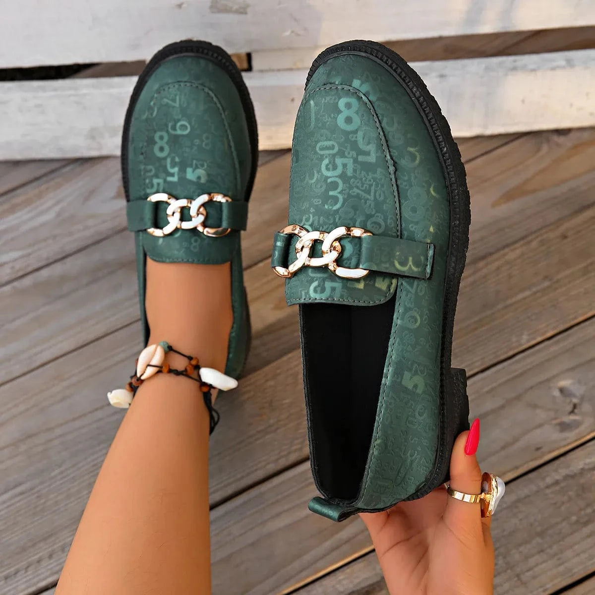Round Toe Block Heels Loafers - Fashorio