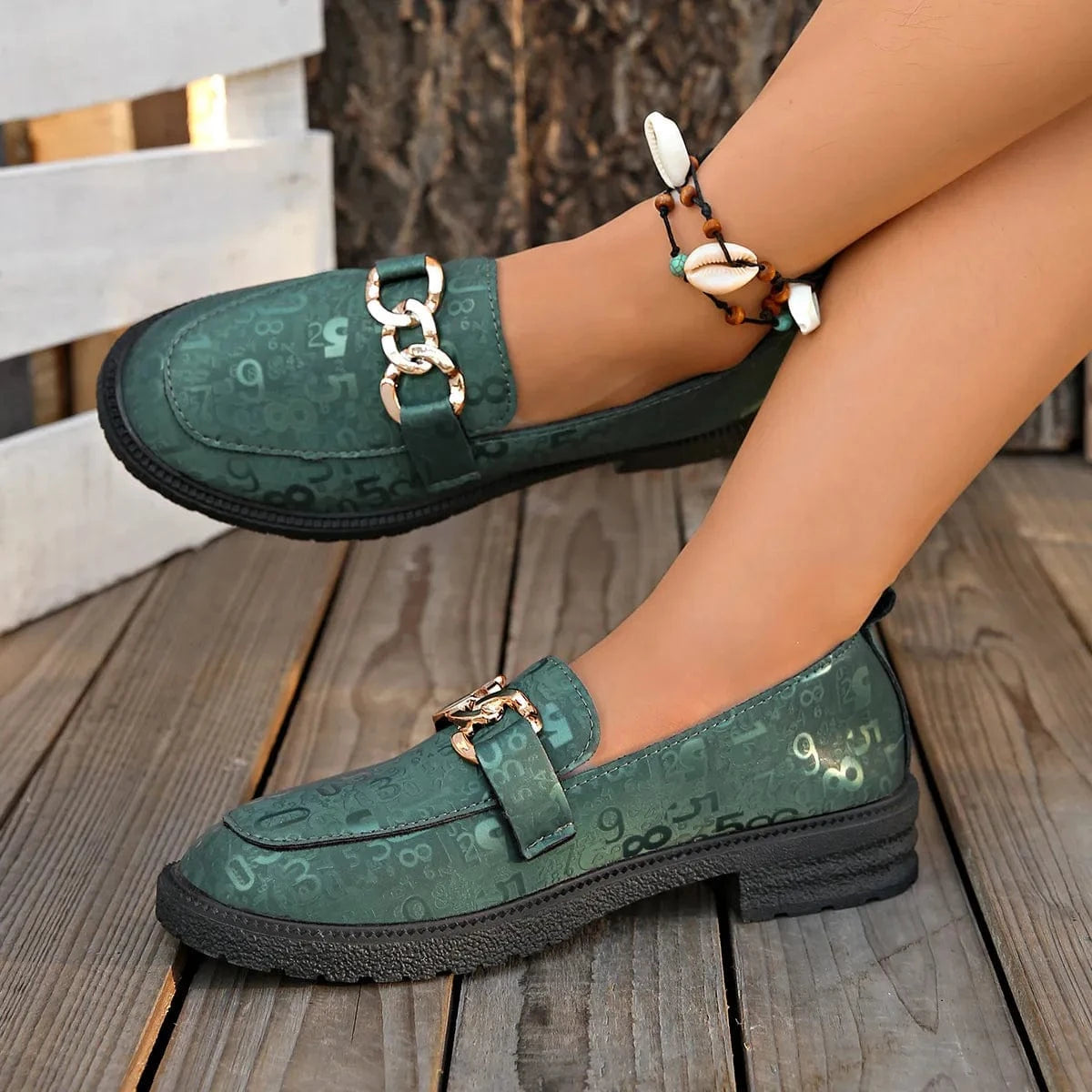 Round Toe Block Heels Loafers - Fashorio