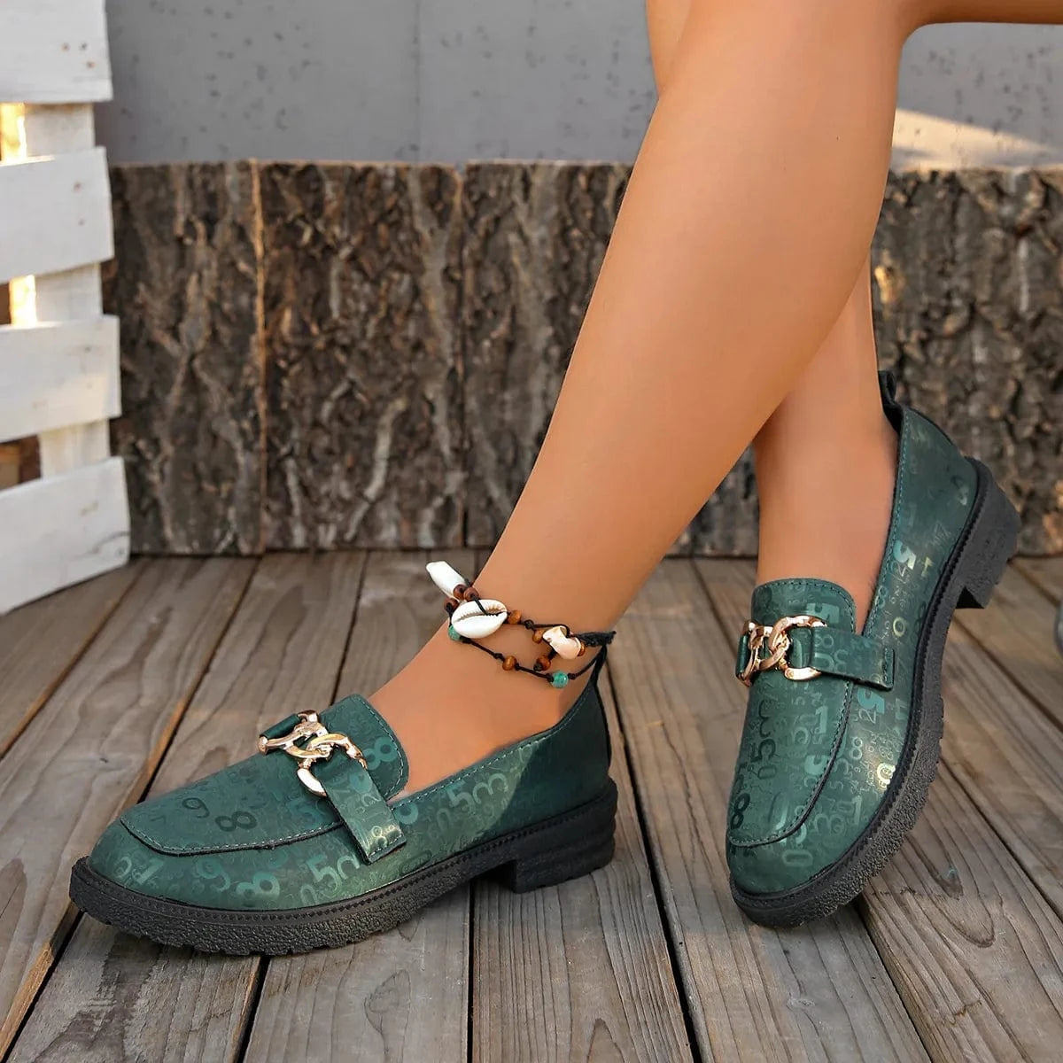 Round Toe Block Heels Loafers - Fashorio