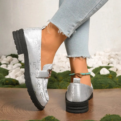 Round Toe Block Heels Loafers - Fashorio