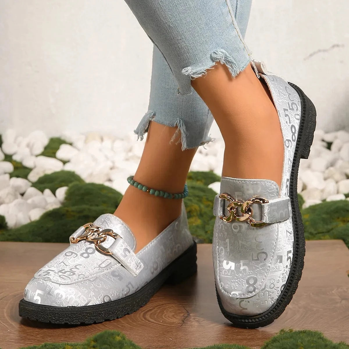 Round Toe Block Heels Loafers - Fashorio