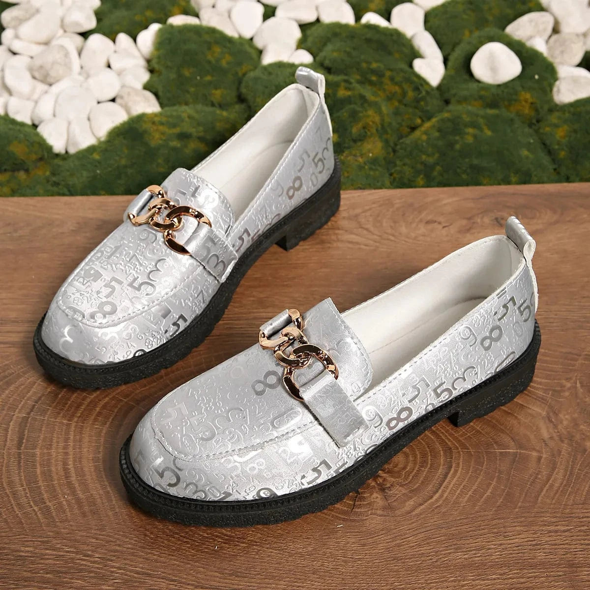 Fashorio Round Toe Block Heels Loafers