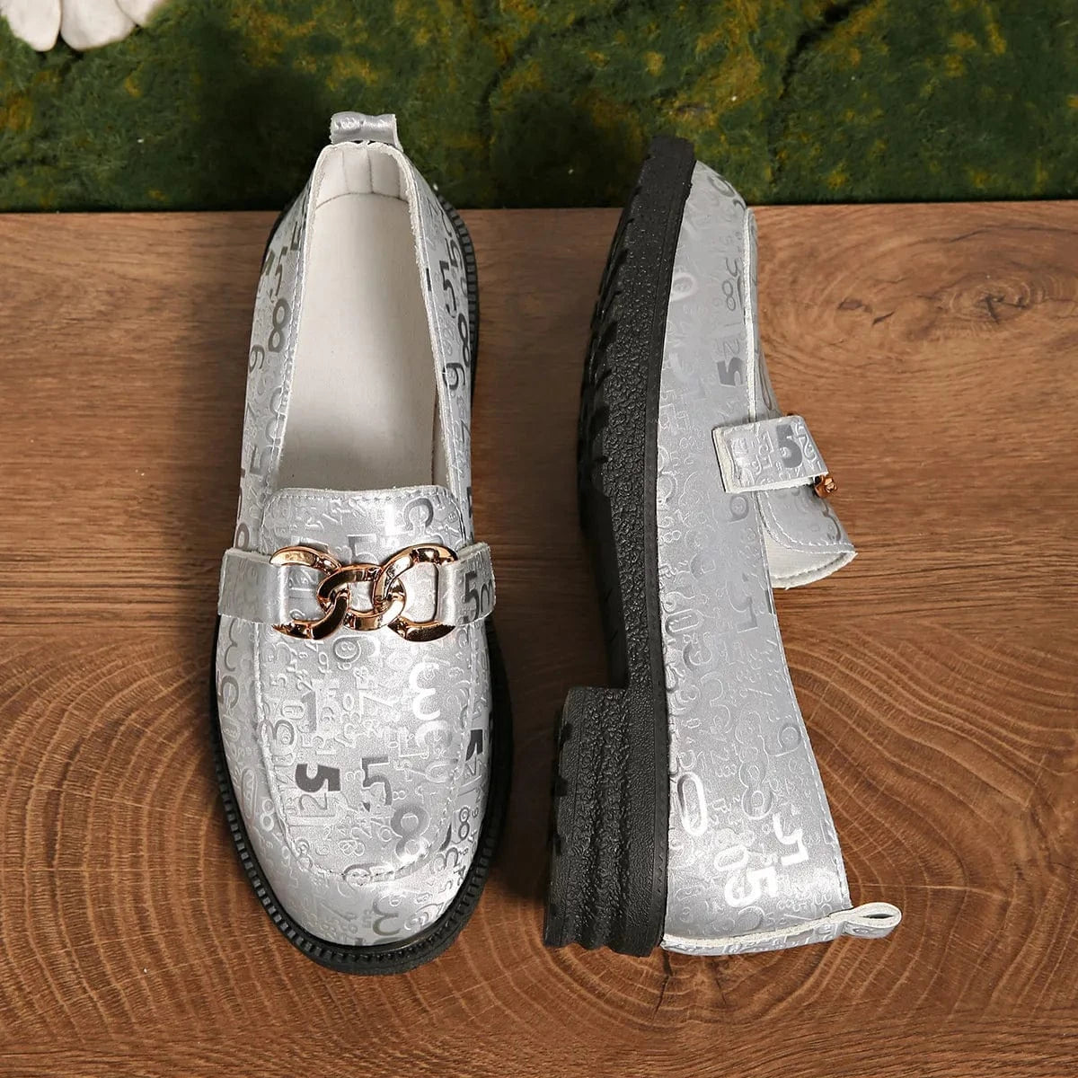 Fashorio Round Toe Block Heels Loafers