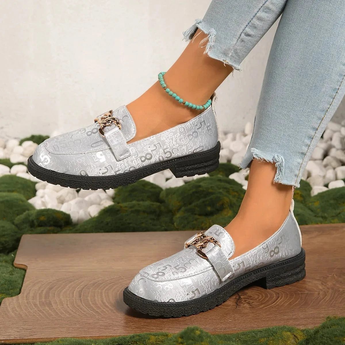 Fashorio Round Toe Block Heels Loafers