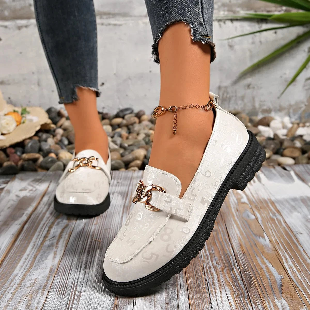 Fashorio Round Toe Block Heels Loafers