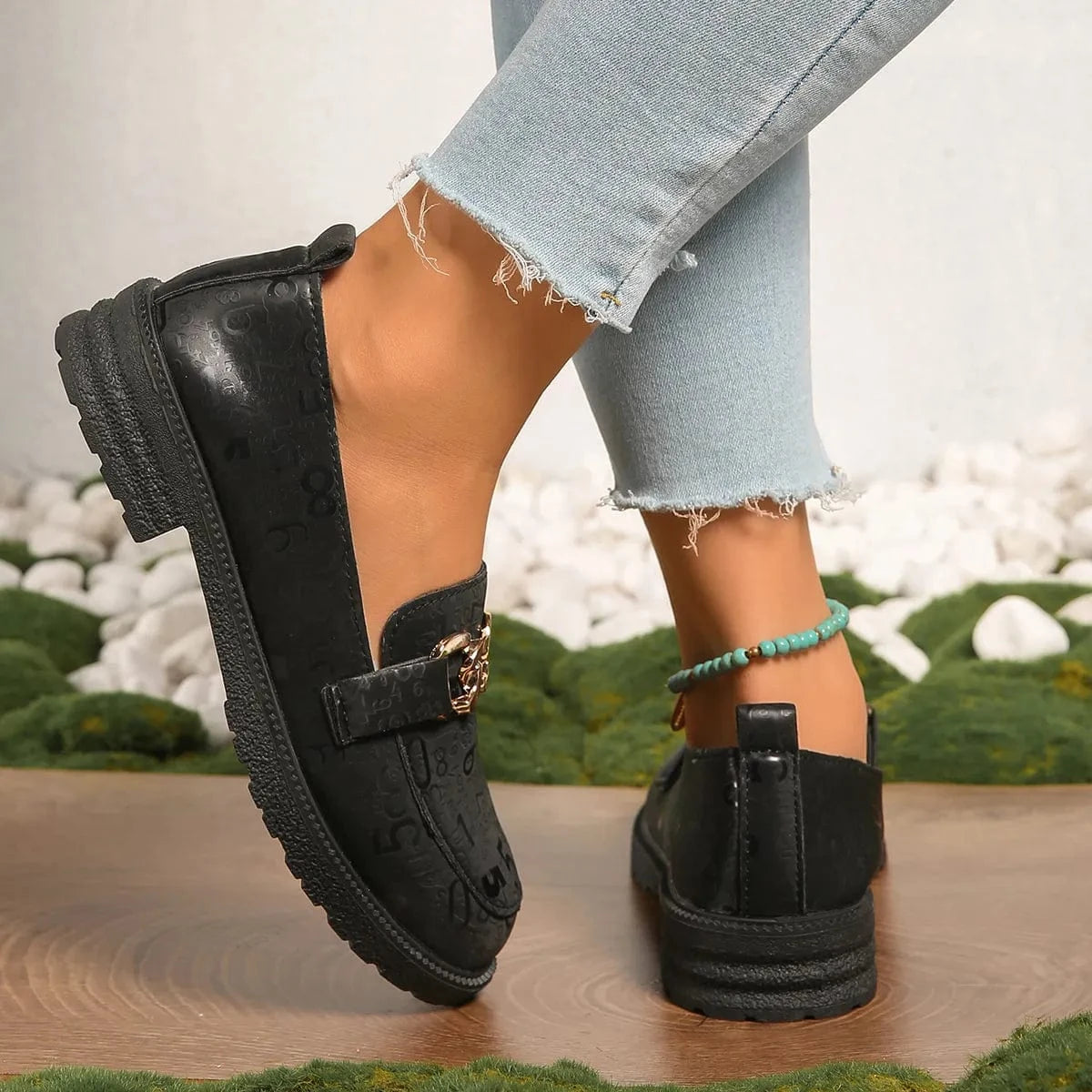 Fashorio Round Toe Block Heels Loafers