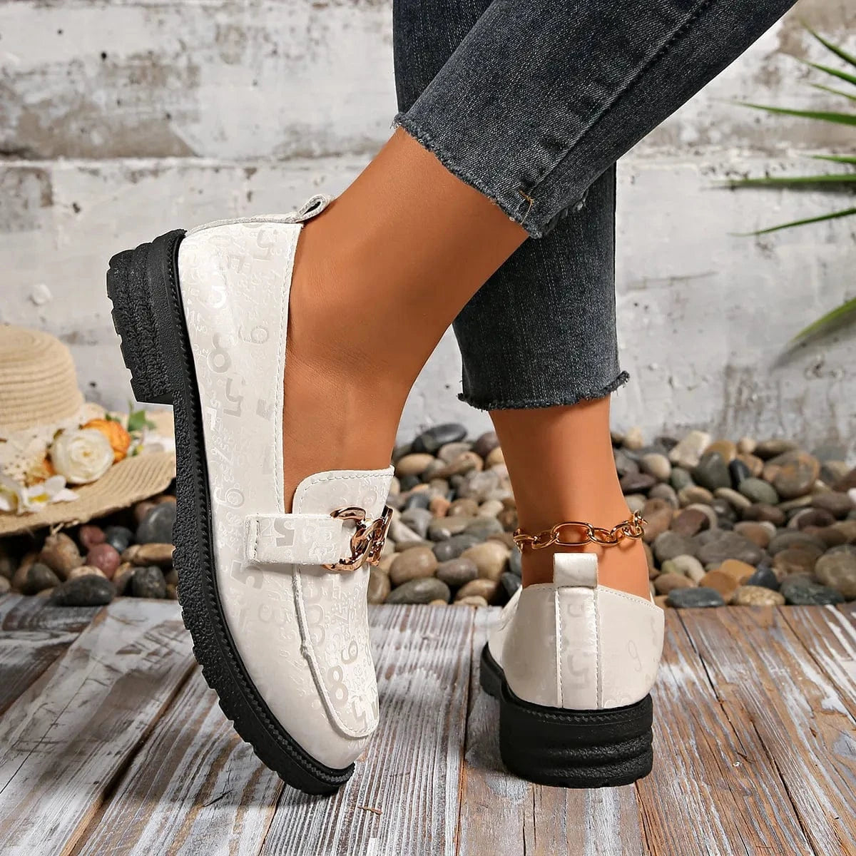 Fashorio Round Toe Block Heels Loafers