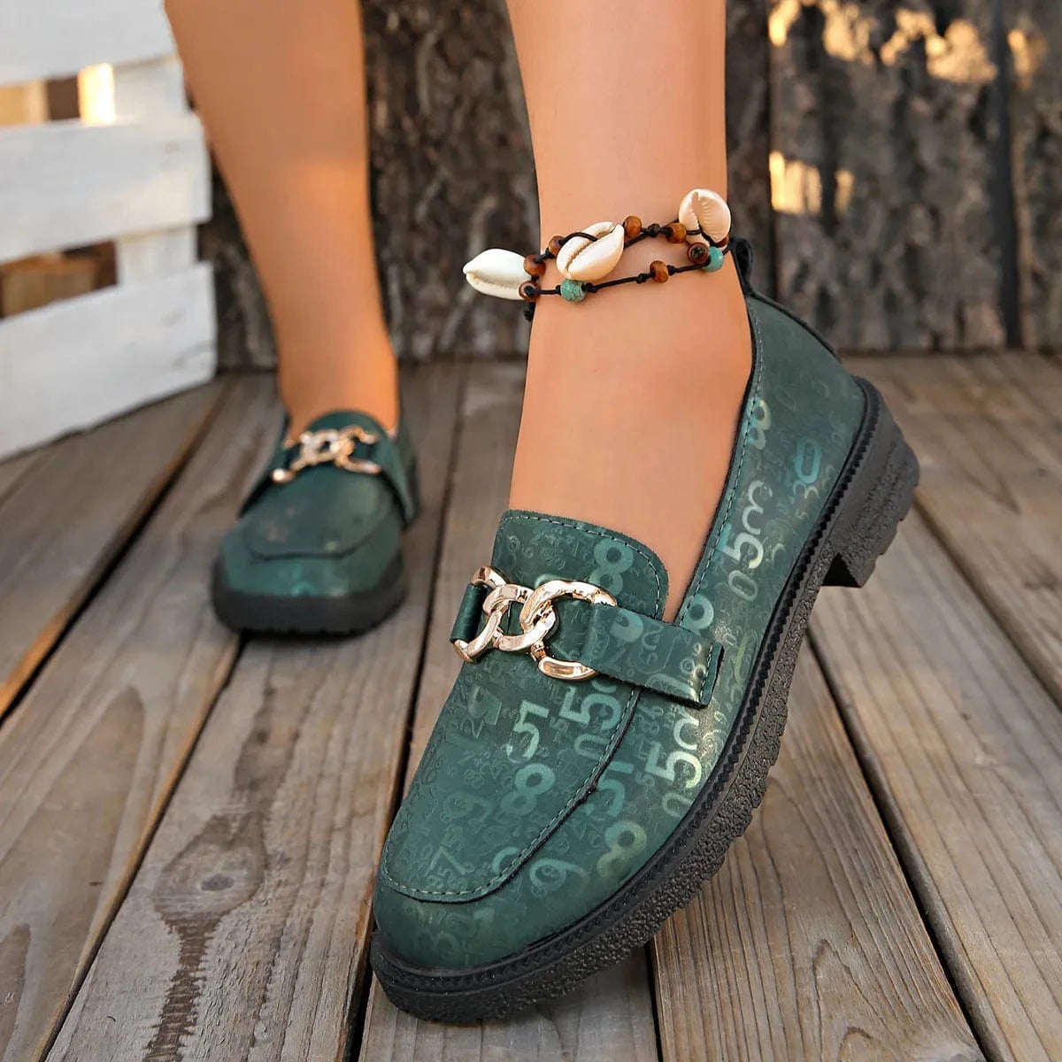 Fashorio Round Toe Block Heels Loafers