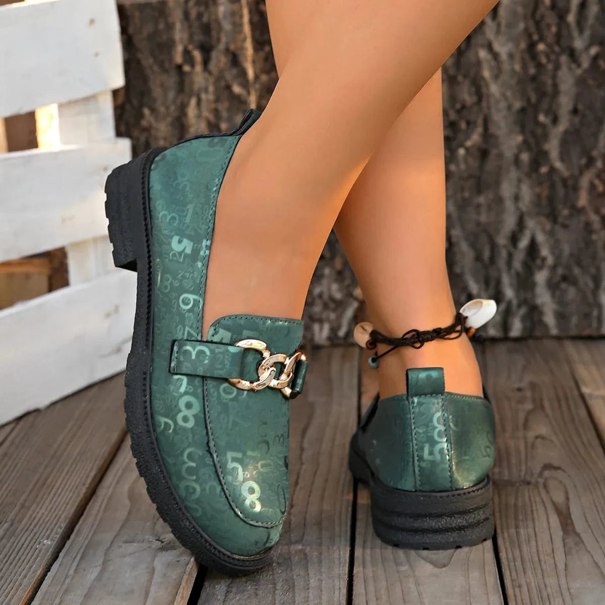 Fashorio Round Toe Block Heels Loafers