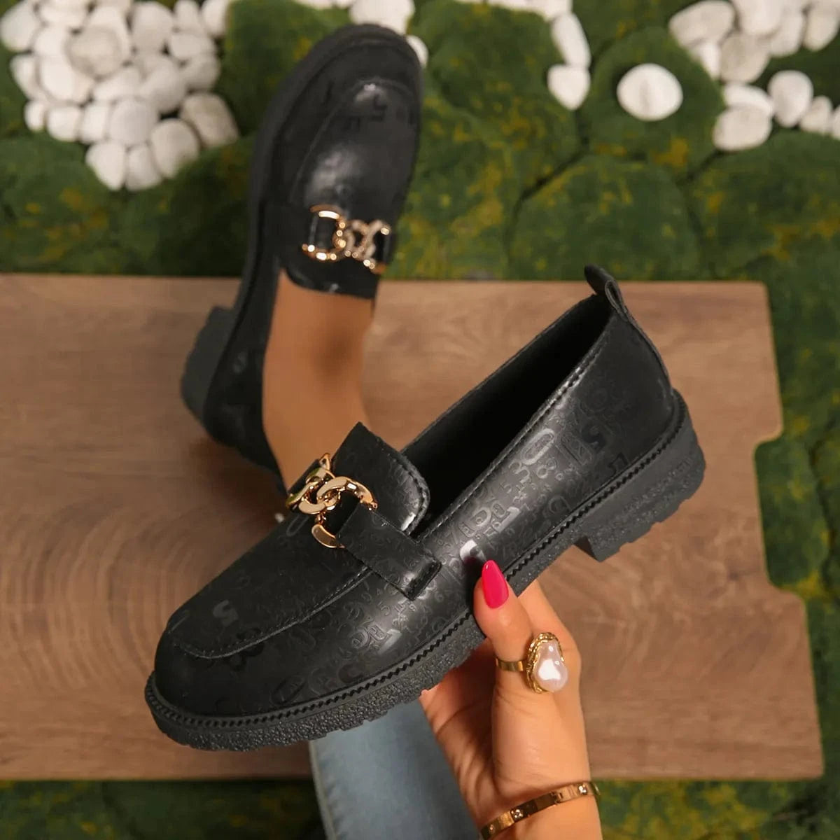 Fashorio Round Toe Block Heels Loafers