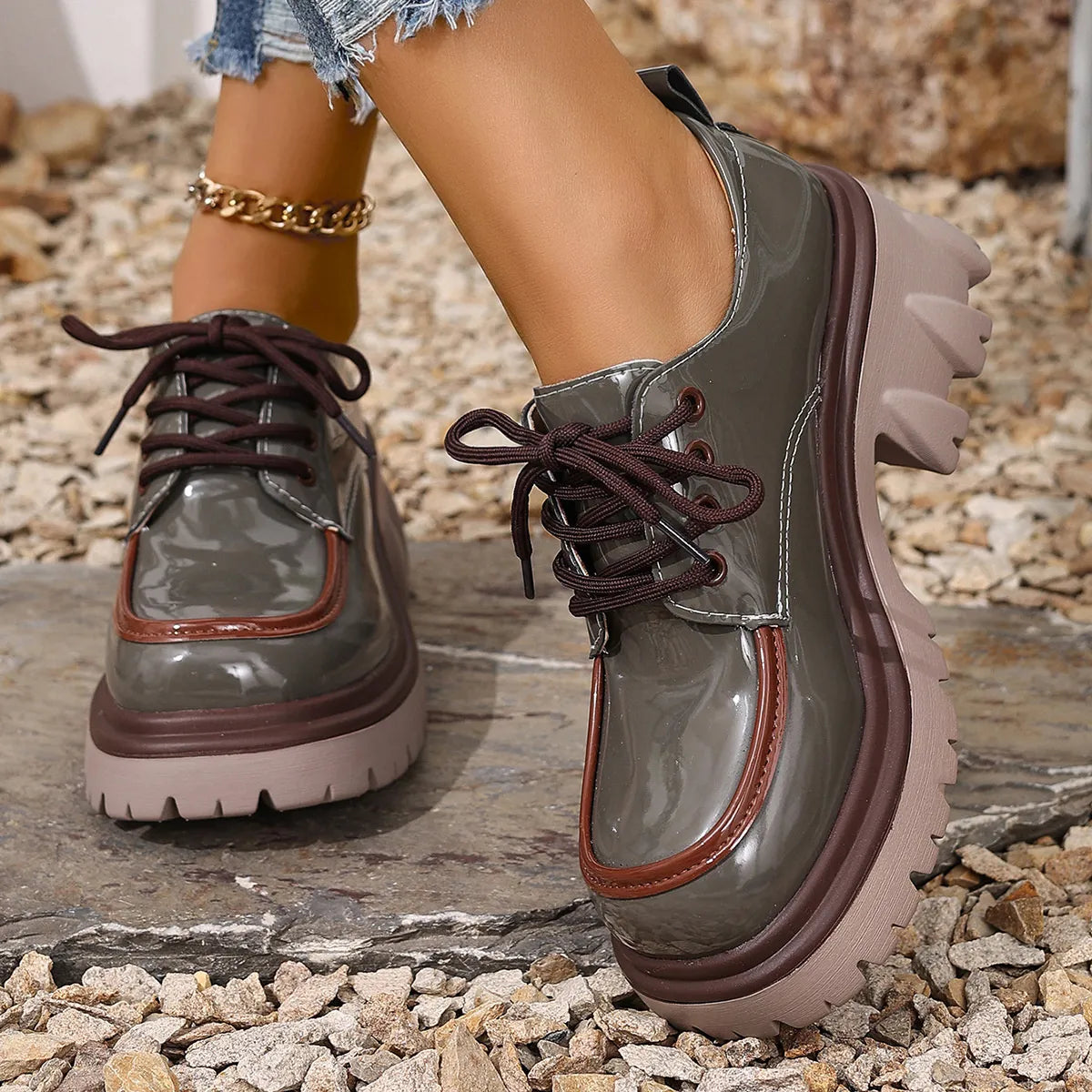 Fashorio Round Toe Block Heels Loafers