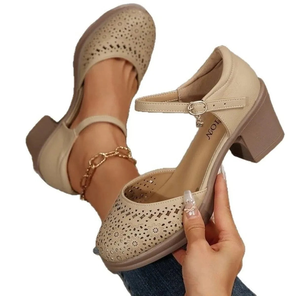 Round Toe Block Heels Pumps - Fashorio