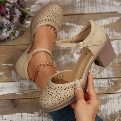 Round Toe Block Heels Pumps - Fashorio