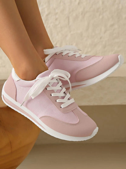 Round Toe Lace Up Sneakers - Fashorio