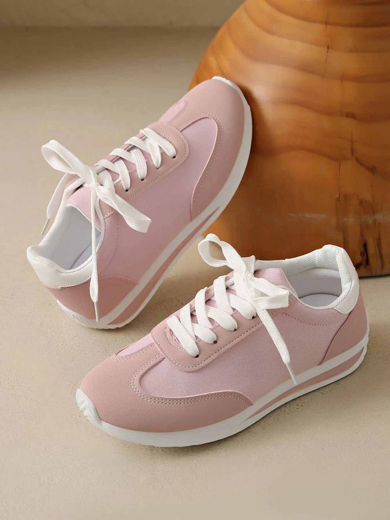Round Toe Lace Up Sneakers - Fashorio