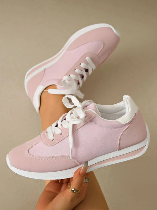Round Toe Lace Up Sneakers - Fashorio