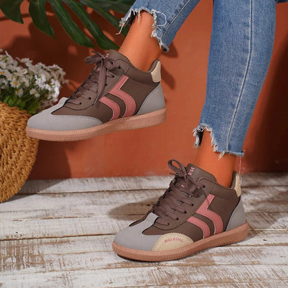 Round Toe Lace Up Sneakers - Fashorio
