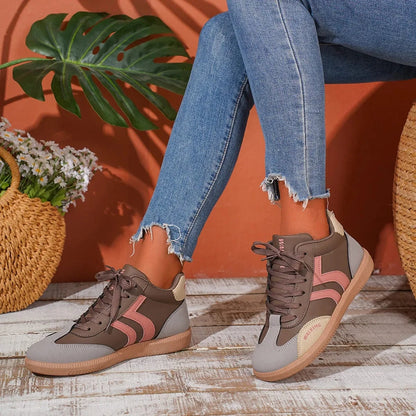 Round Toe Lace Up Sneakers - Fashorio
