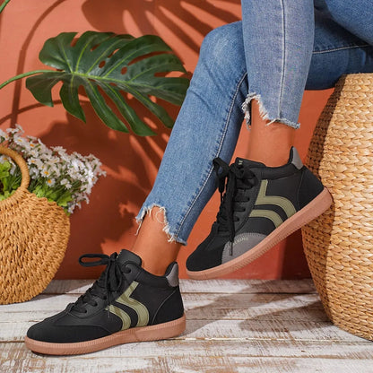 Round Toe Lace Up Sneakers - Fashorio