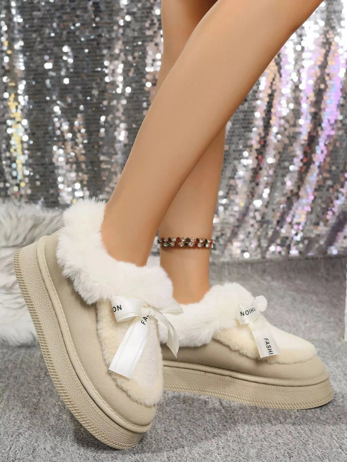 Fashorio Round Toe Platform Ankle Boots