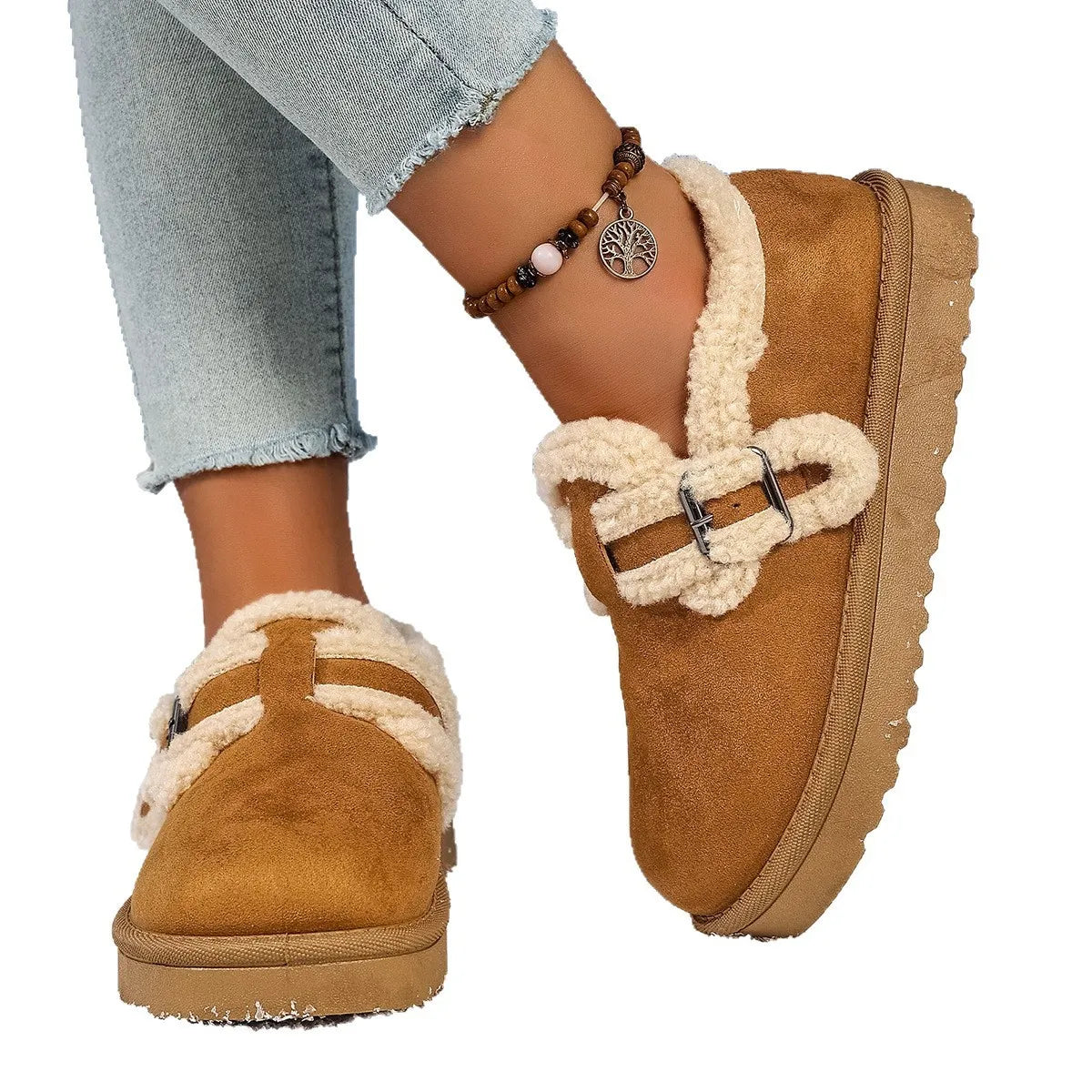 Fashorio Round Toe Platform Ankle Boots