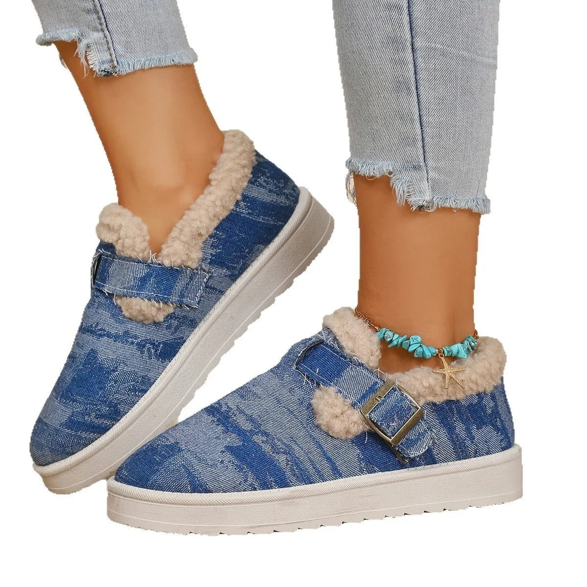 Fashorio Round Toe Platform Ankle Boots