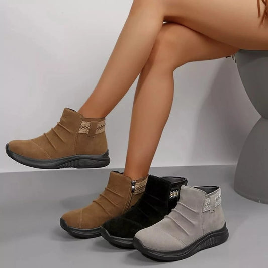 Round Toe Platform Boots - Fashorio