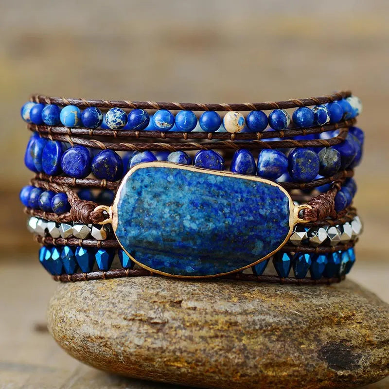 Fashorio Royal Blue / One Size Alloy Bead Braided Bracelet