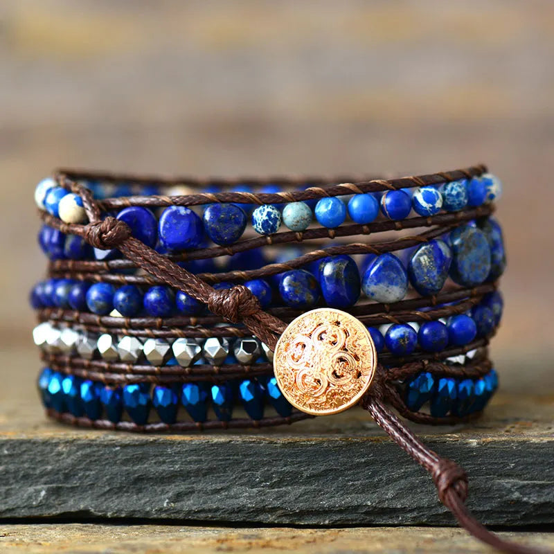 Fashorio Royal Blue / One Size Alloy Bead Braided Bracelet