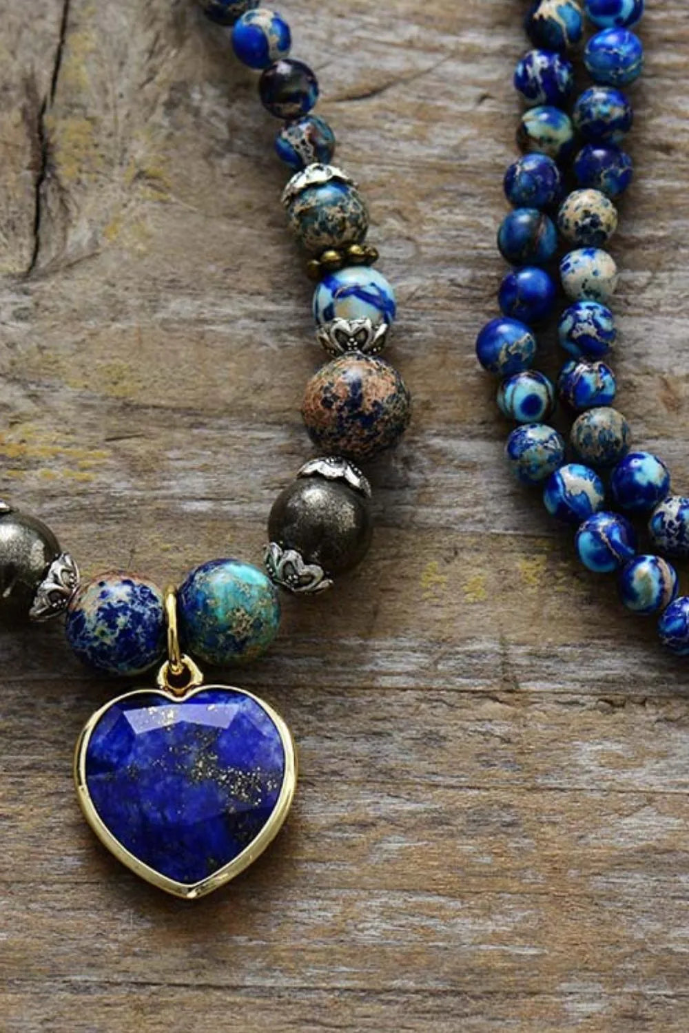 Fashorio Royal Blue / One Size Imperial Stone Heart Three-Layered Bracelet