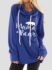 Fashorio Royal Blue / S Drawstring Letter Graphic Long Sleeve Hoodie