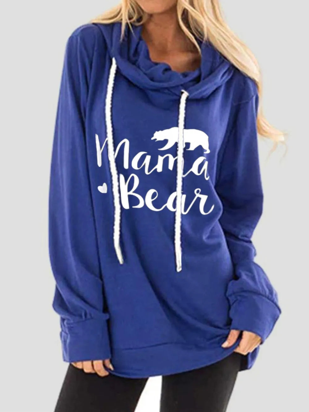 Fashorio Royal Blue / S Drawstring Letter Graphic Long Sleeve Hoodie