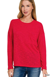 Fashorio RUBY / S Zenana Slub Hacci Long Sleeve T-Shirt