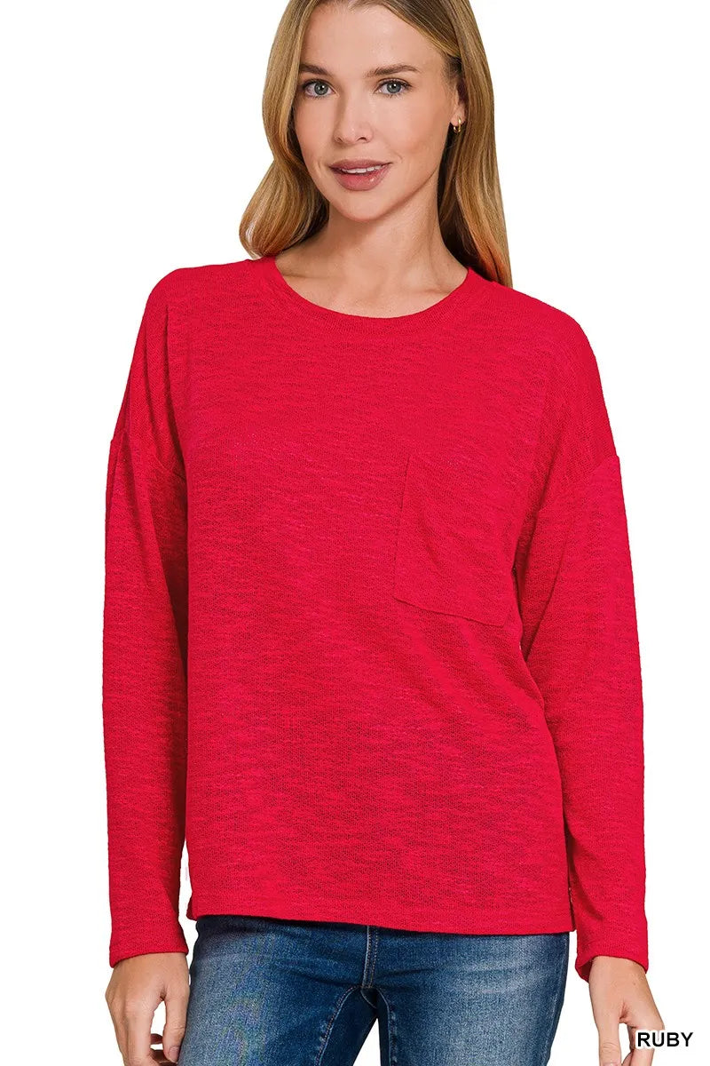 Fashorio RUBY / S Zenana Slub Hacci Long Sleeve T-Shirt