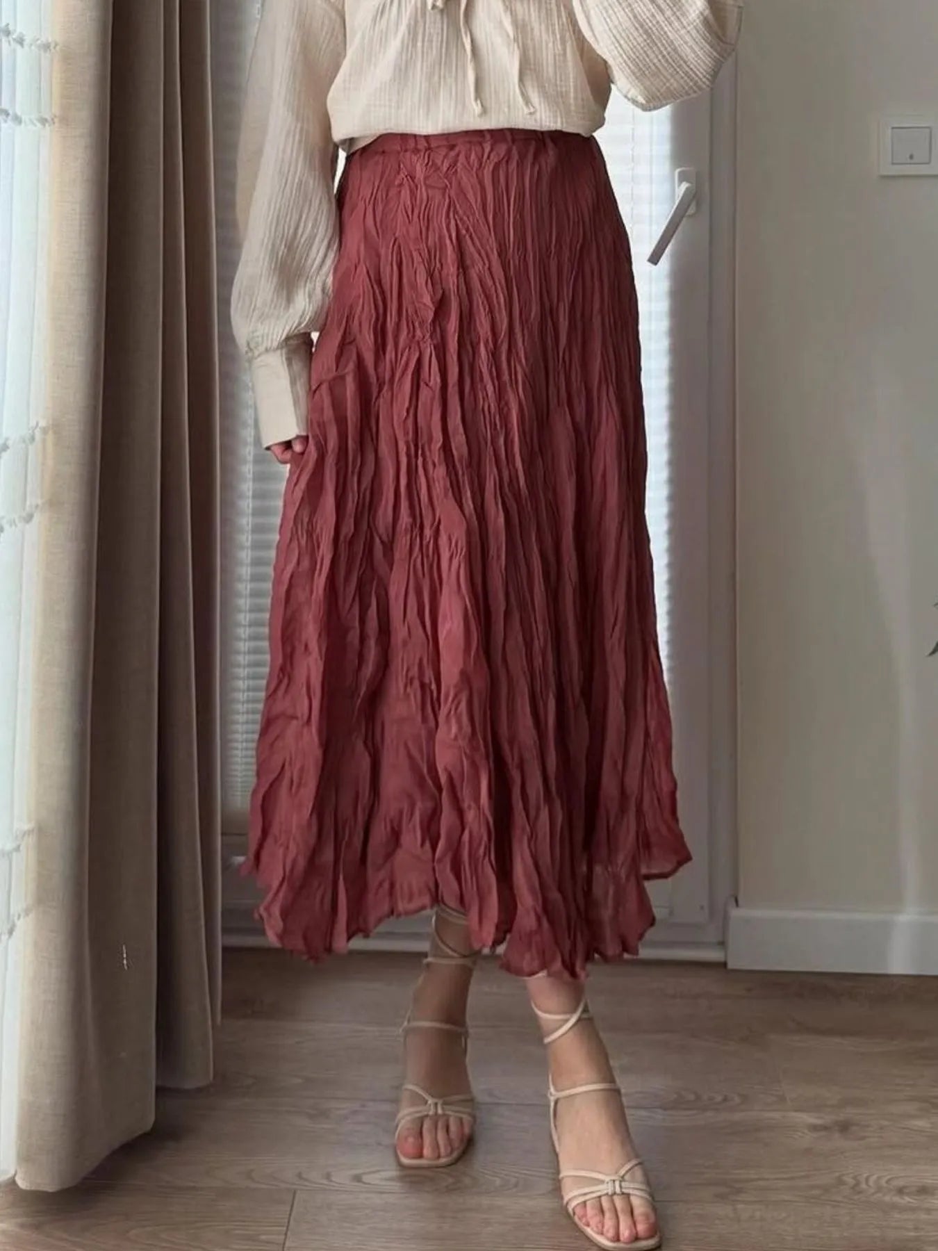 Fashorio Ruched Elastic Waist Skirt