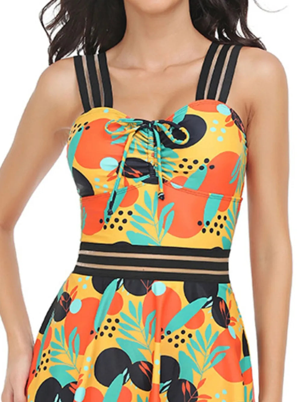 Fashorio Ruched Printed Sweetheart Neck Two-Piece Swim Set
