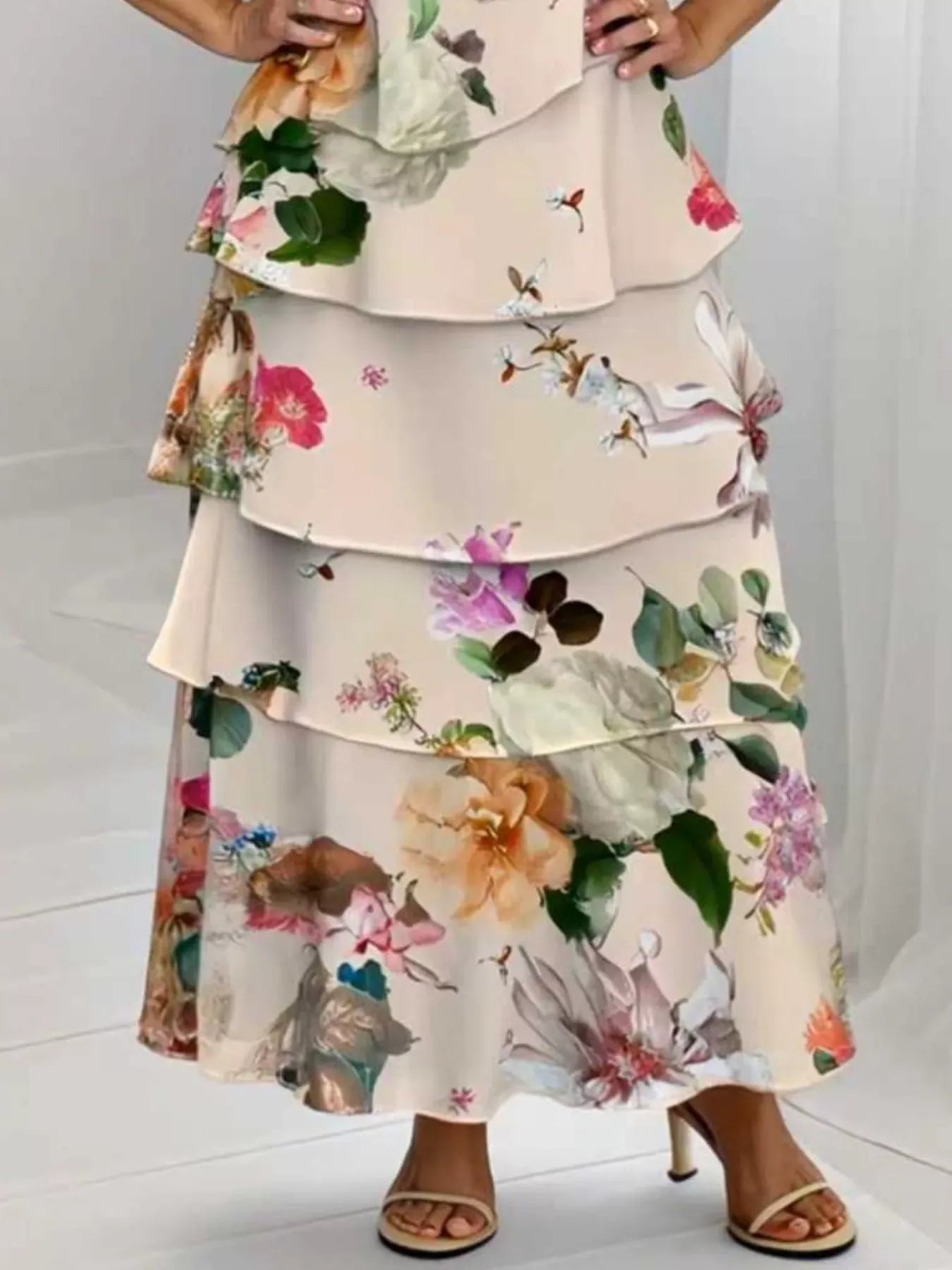 Fashorio Ruffle Layered Printed Maxi Dress