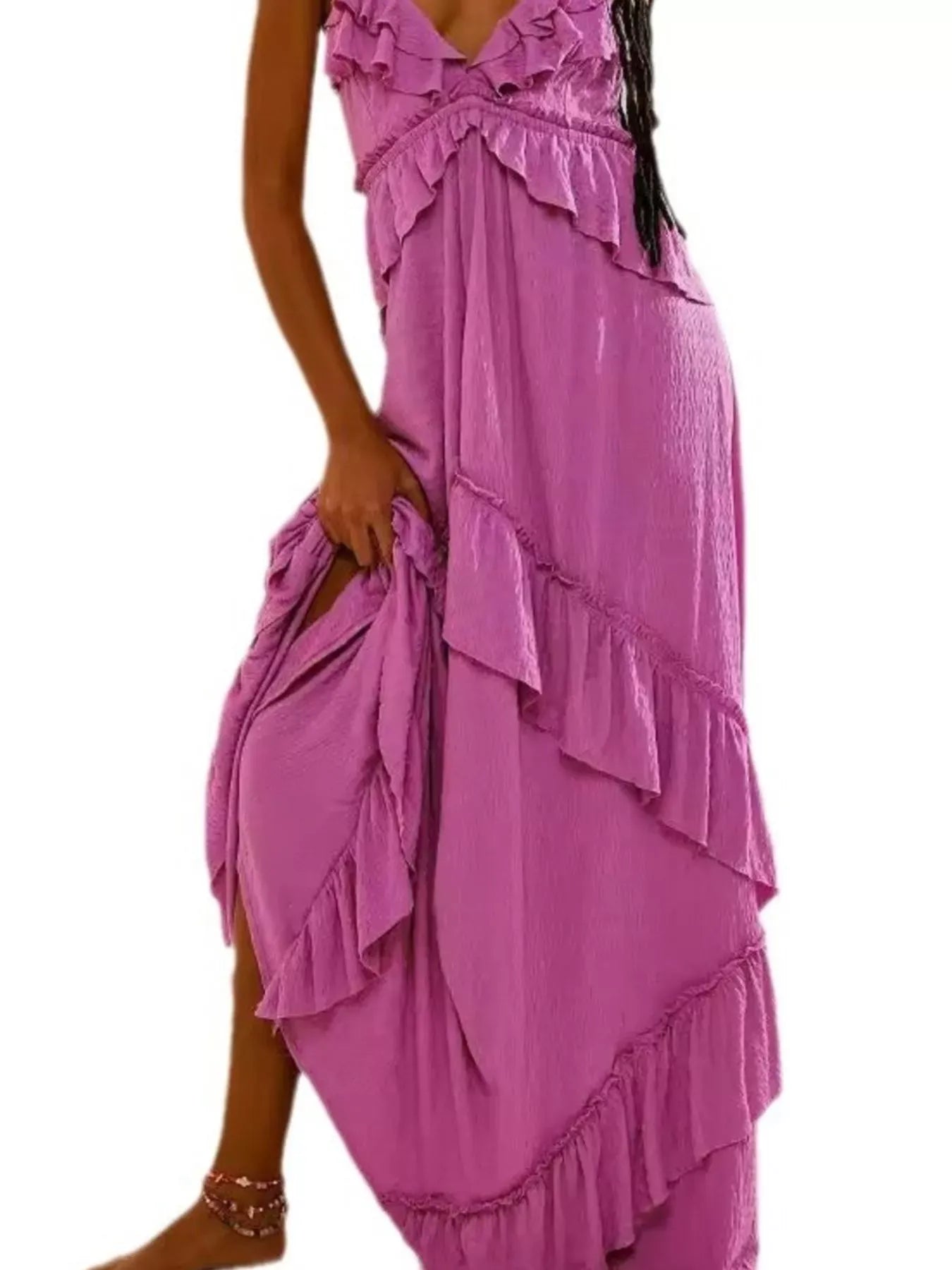Fashorio Ruffled Halter Neck Maxi Dress
