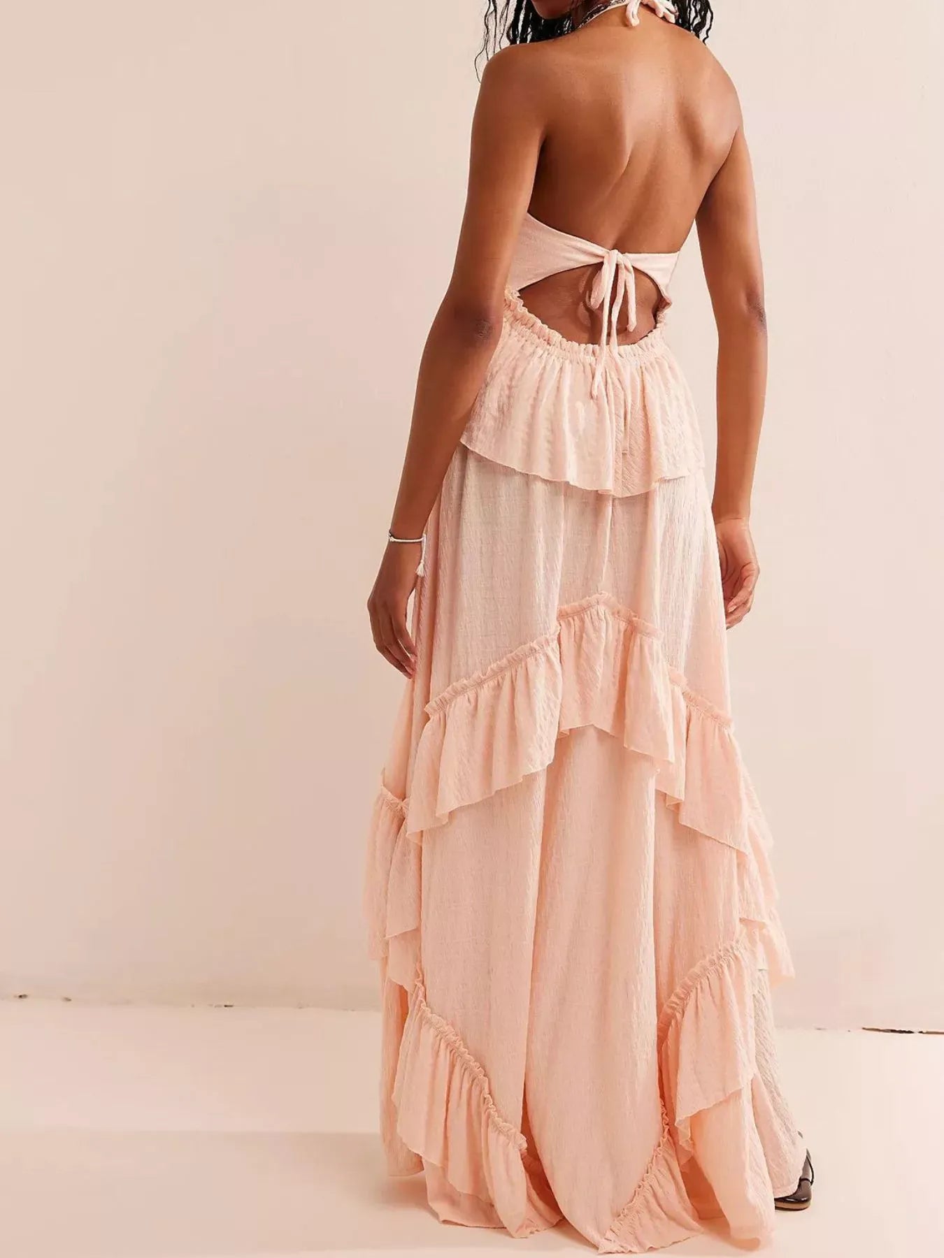 Fashorio Ruffled Halter Neck Maxi Dress