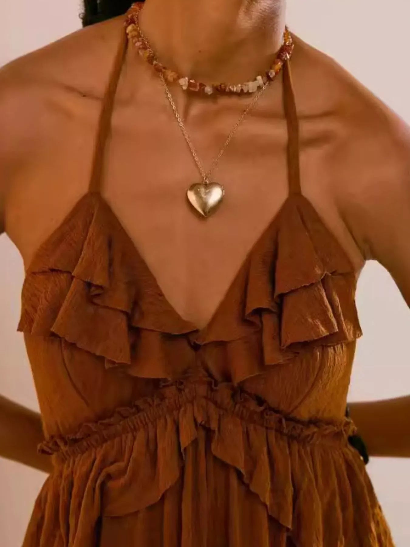 Fashorio Ruffled Halter Neck Maxi Dress