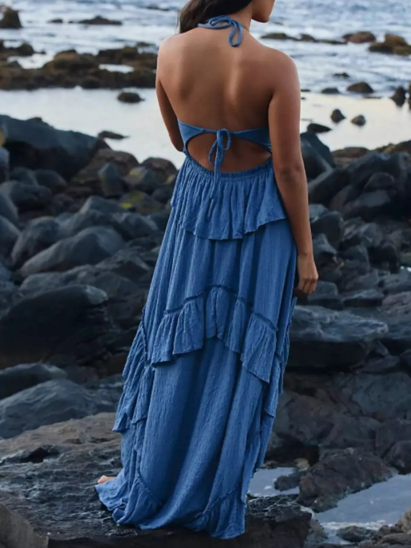 Fashorio Ruffled Halter Neck Maxi Dress