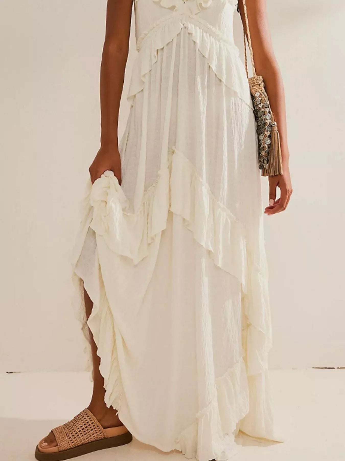 Fashorio Ruffled Halter Neck Maxi Dress