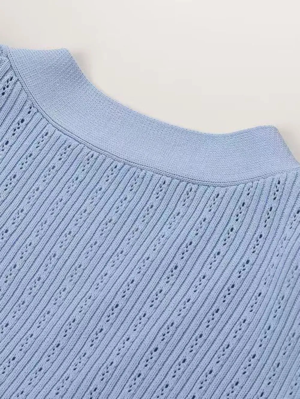 Fashorio Ruffled V-Neck Top and Midi Skirt Sweater Set