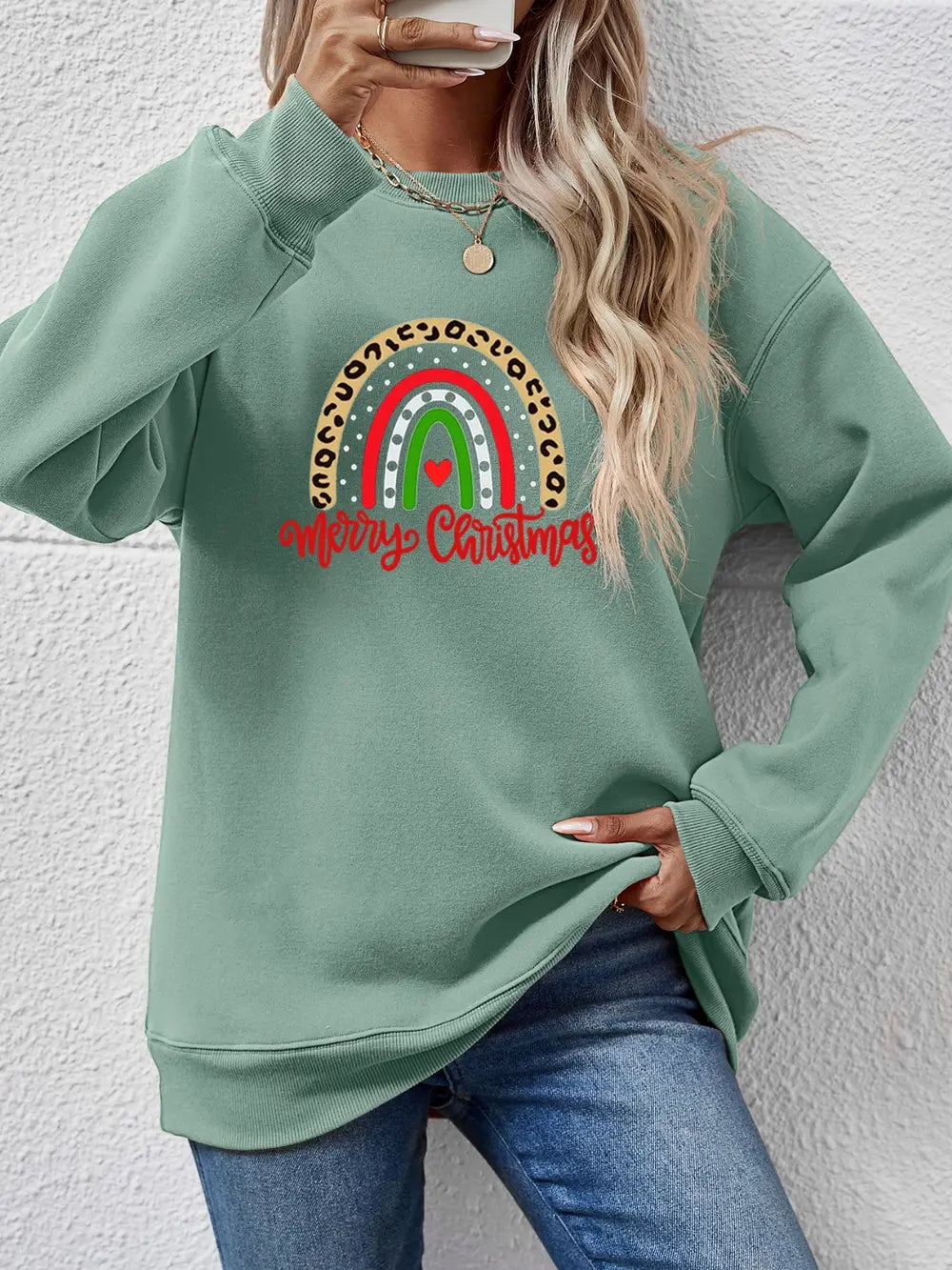Fashorio Sage / S MERRY CHRISTMAS Graphic Sweatshirt