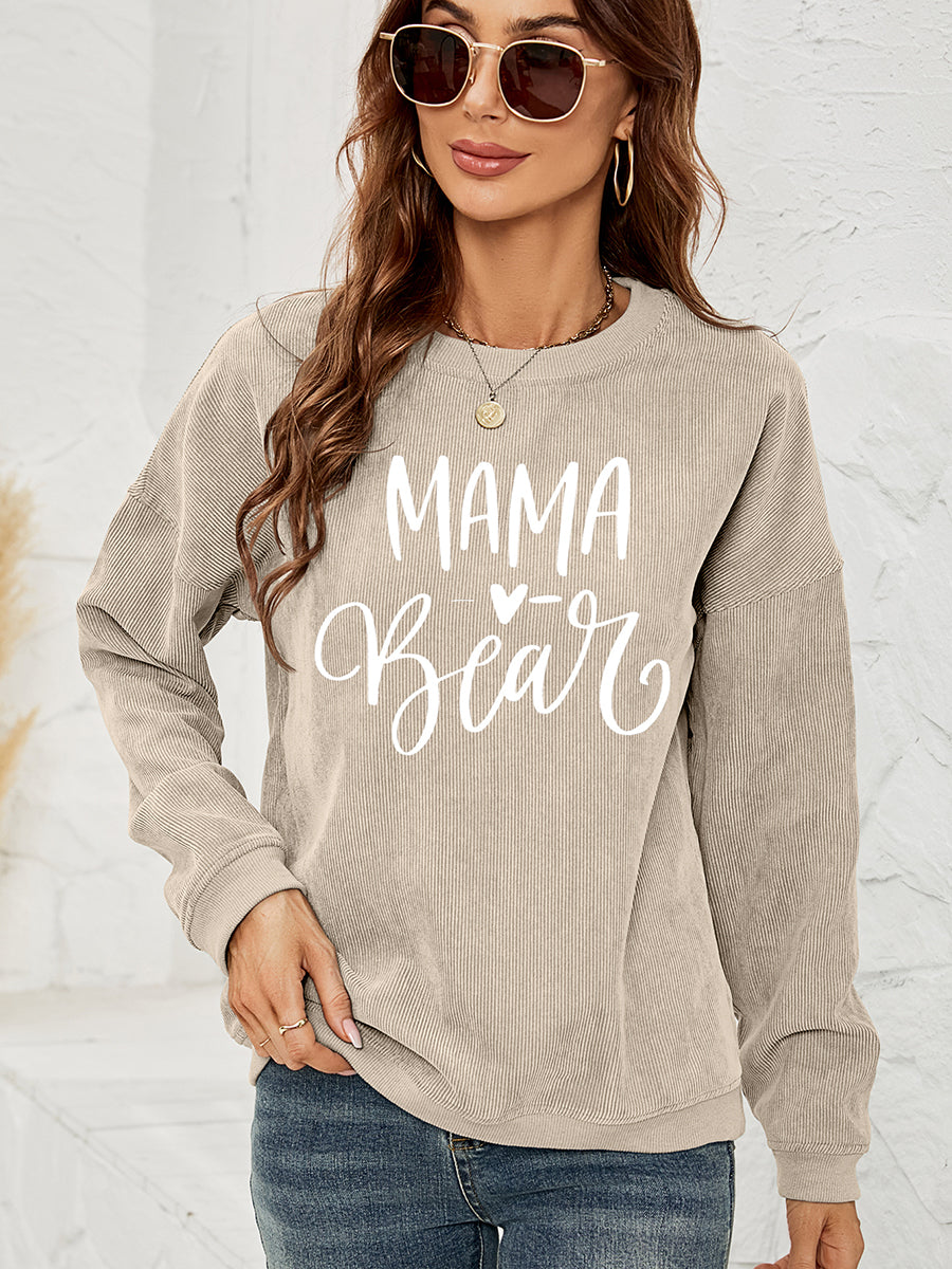 Fashorio Sand / S MAMA Graphic Round Neck Sweatshirt