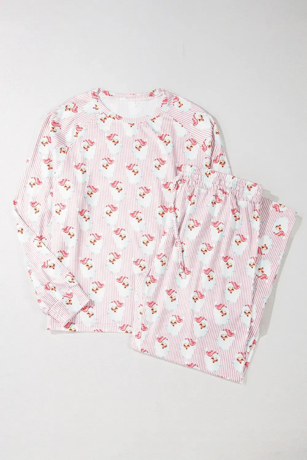 Fashorio Santa Print Long Sleeve Top and Pants Lounge Set