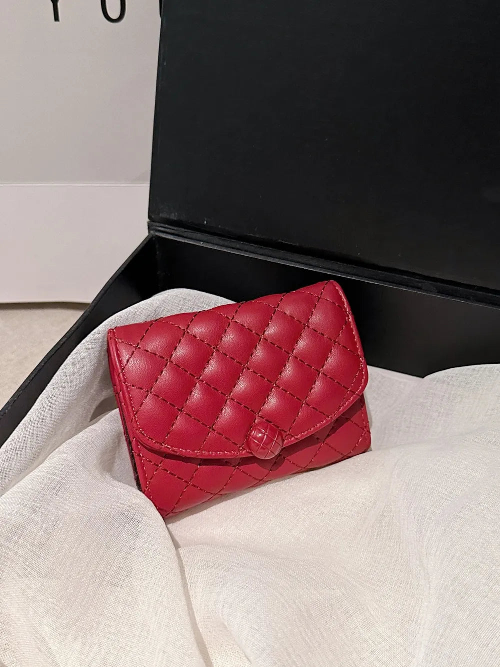 Fashorio Scarlet / One Size PU Leather Solid Color Wallet