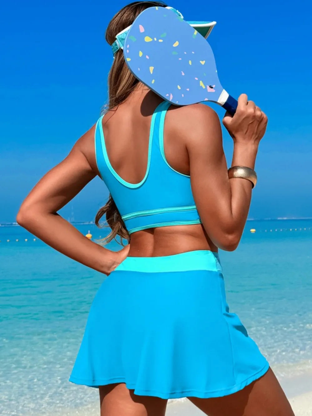 Fashorio Scoop Neck Top and Skort Swim Set